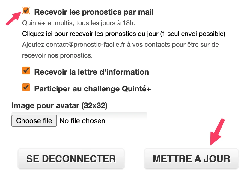 Recevoir les pronostics